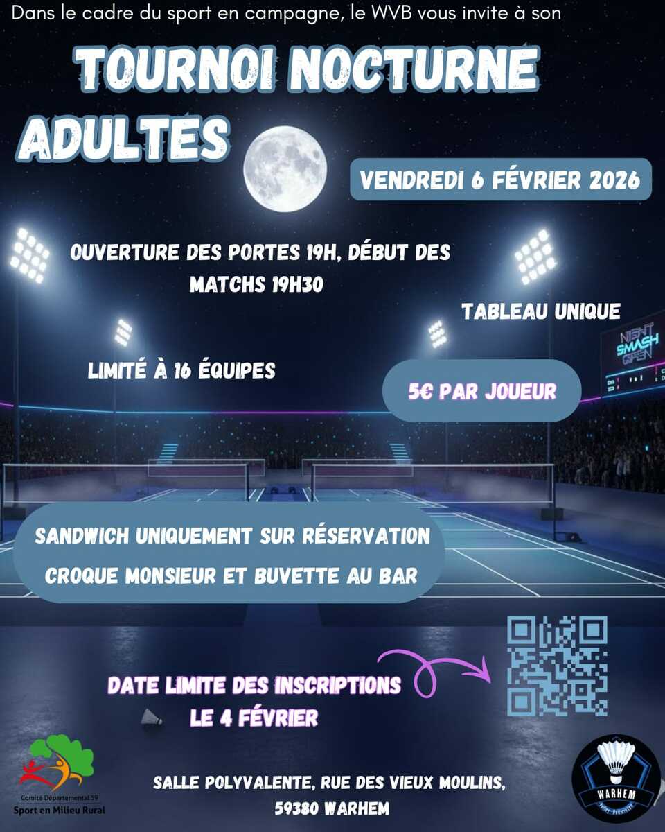 Le club de badminton de WARHEM   tounois nocturne